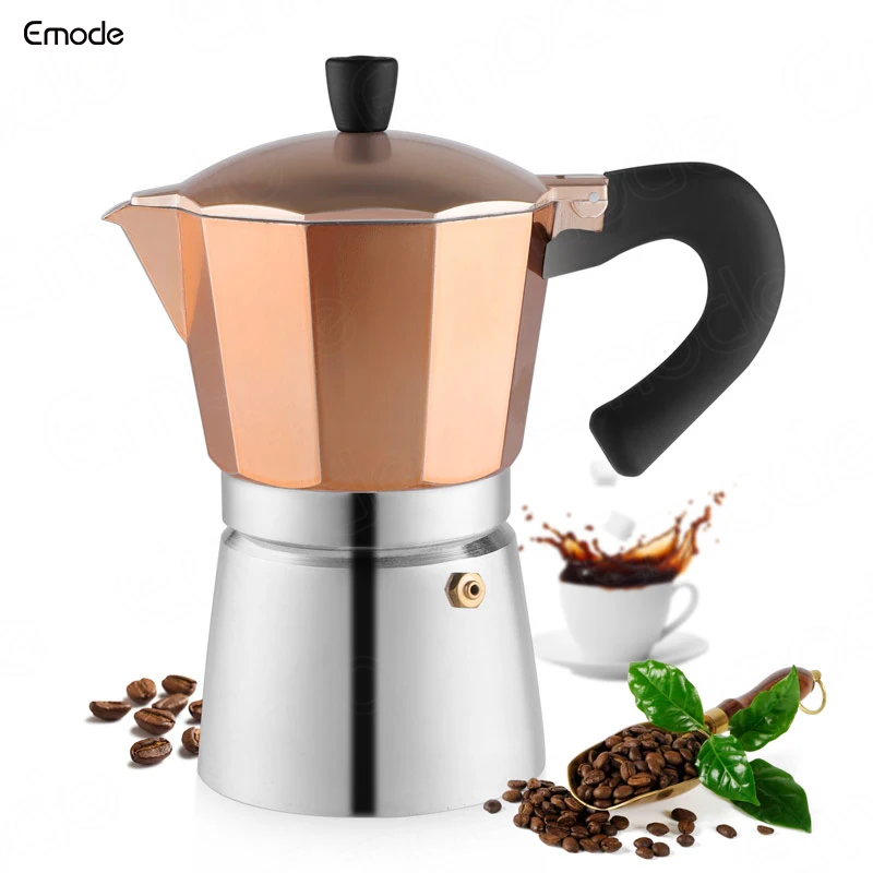 

3/6/9/12 Cups Rose Golden Espresso Moka Pot Espresso Cup Coffee Maker With Wooden Handel And Knobe