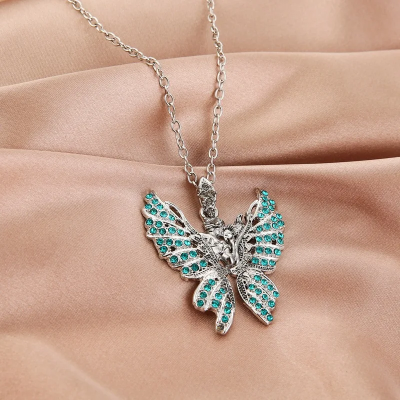 

Gold planted Diamond elegant design colorful Crystal Butterfly pendant necklace for women jewelry