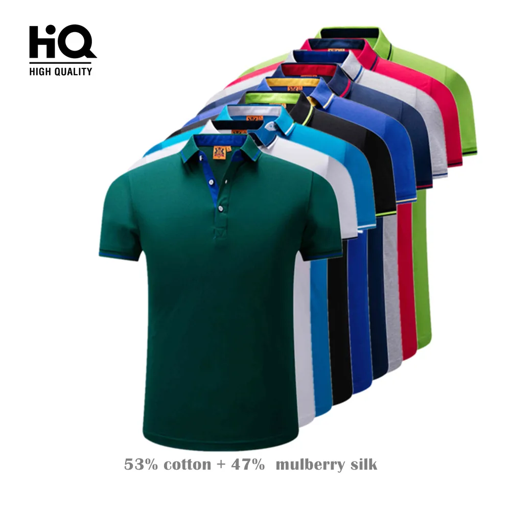 

HIGH QUALITY stand collar short sleeve polo shirt unisex plain golf polo shirt polo t-shirt embroidered soft cotton