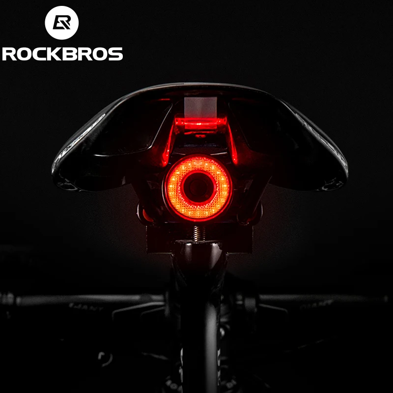 

ROCKBROS Intelligent Sensing Brake Light Riding Gear Bicycle light Mountain Bike Road Bike Night Riding Taillight, Black