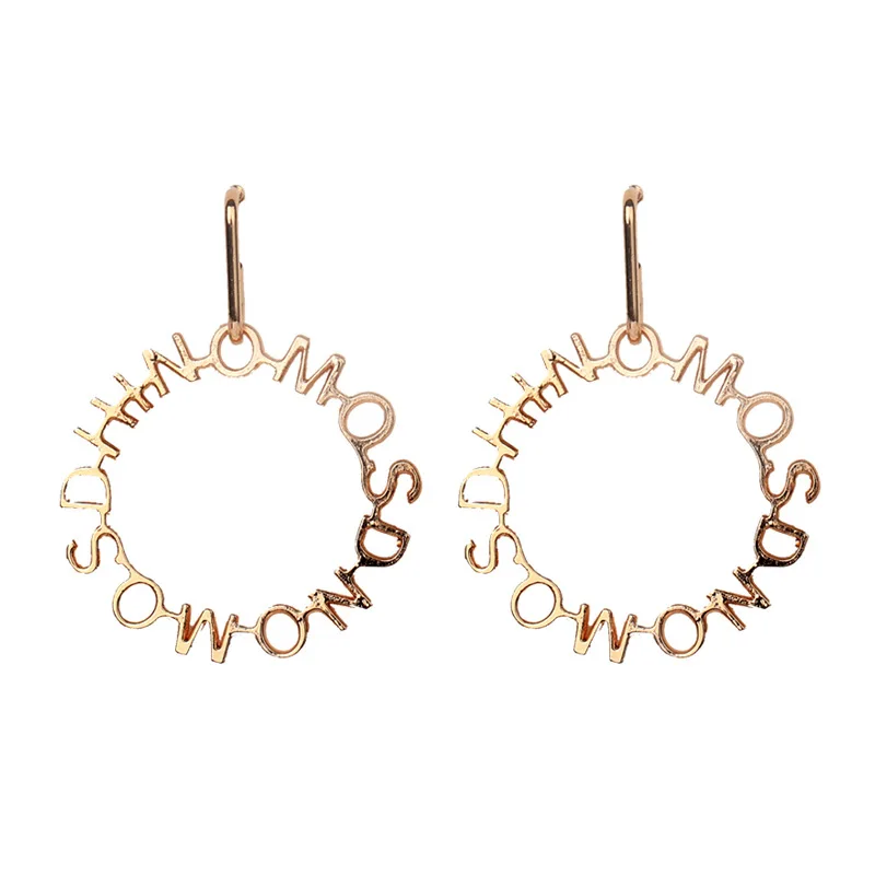 

JUHU Popular accessories golden geometric irregular letter number drop earring stud earring set more than one card for women, Gold/silver