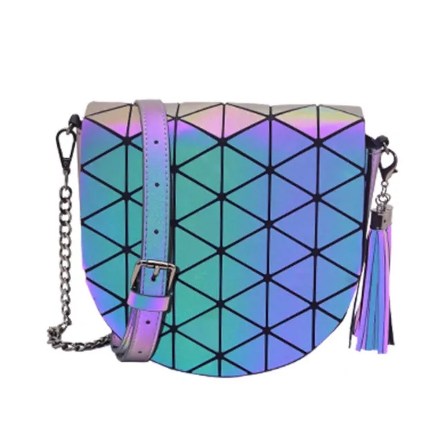 

Geometric Luminous Clutch Handbags for Women Holographic Reflective Crossbody Bag Shard Lattice Purse