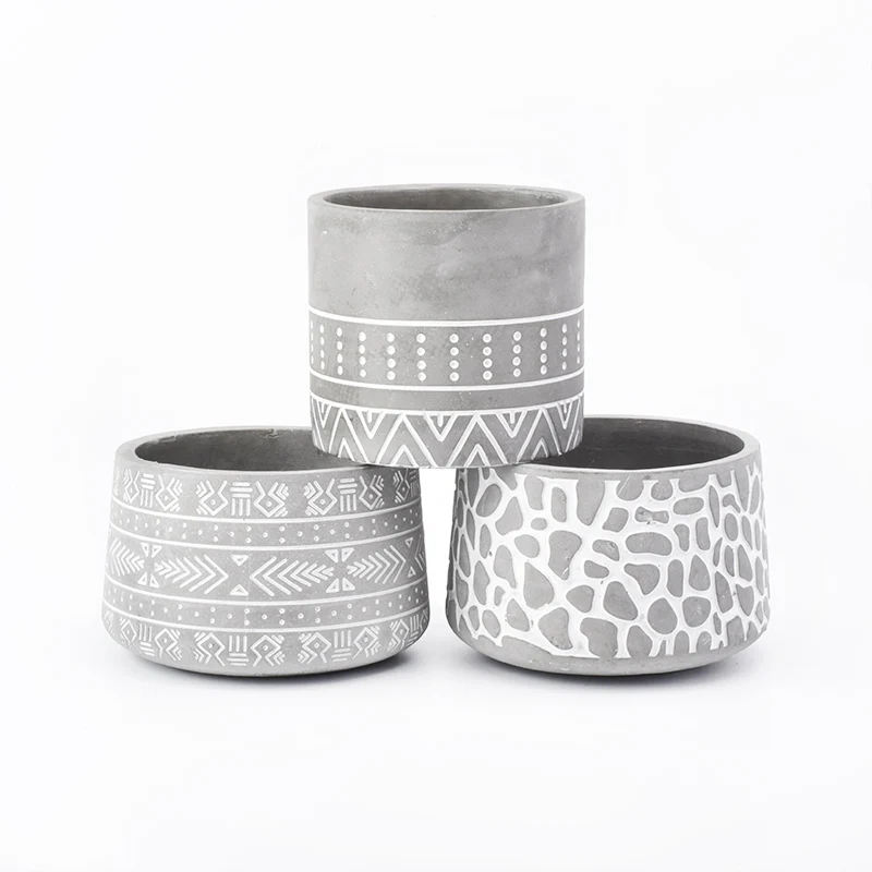900ml Gray Colored Concrete Empty Container For Candle Making