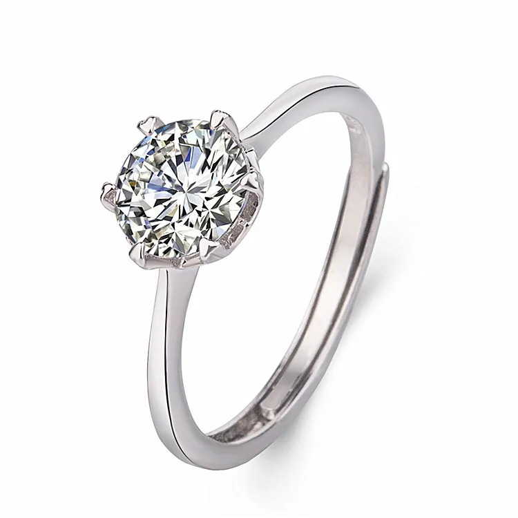 

Snowflake six prong simulation diamond ring one carat diamond ring female ring, Picture shows