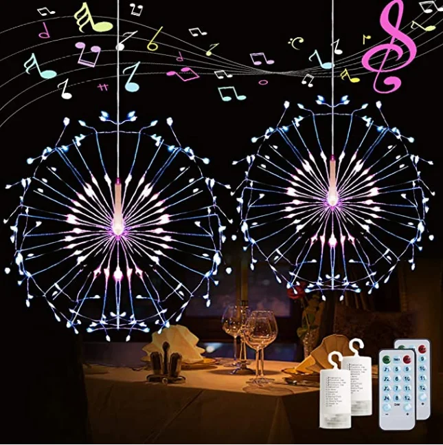 
120 LED 4 Sounds 8 Mode Starburst Lights with Remote Control Firework String Lights 