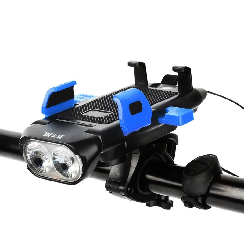 

RTS Bicycle Front Light With Horn Bicycle Horn New Arriver Usb Rechargeable Waterproof Bike Accessories Mobile Phone Holder