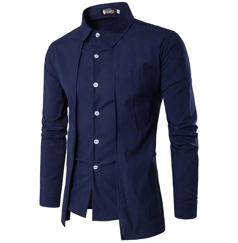 

Hot Selling Custom Logo 100% Cotton Stand Collar Long Sleeves Men's Dress Shirts Business, White