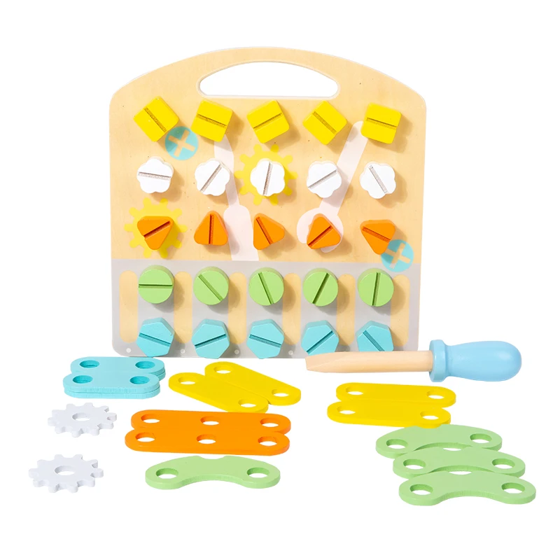 

2023 Newly designed wooden screw toy early childhood Puzzle educational game for kids tool set for Christmas gift CE CPC