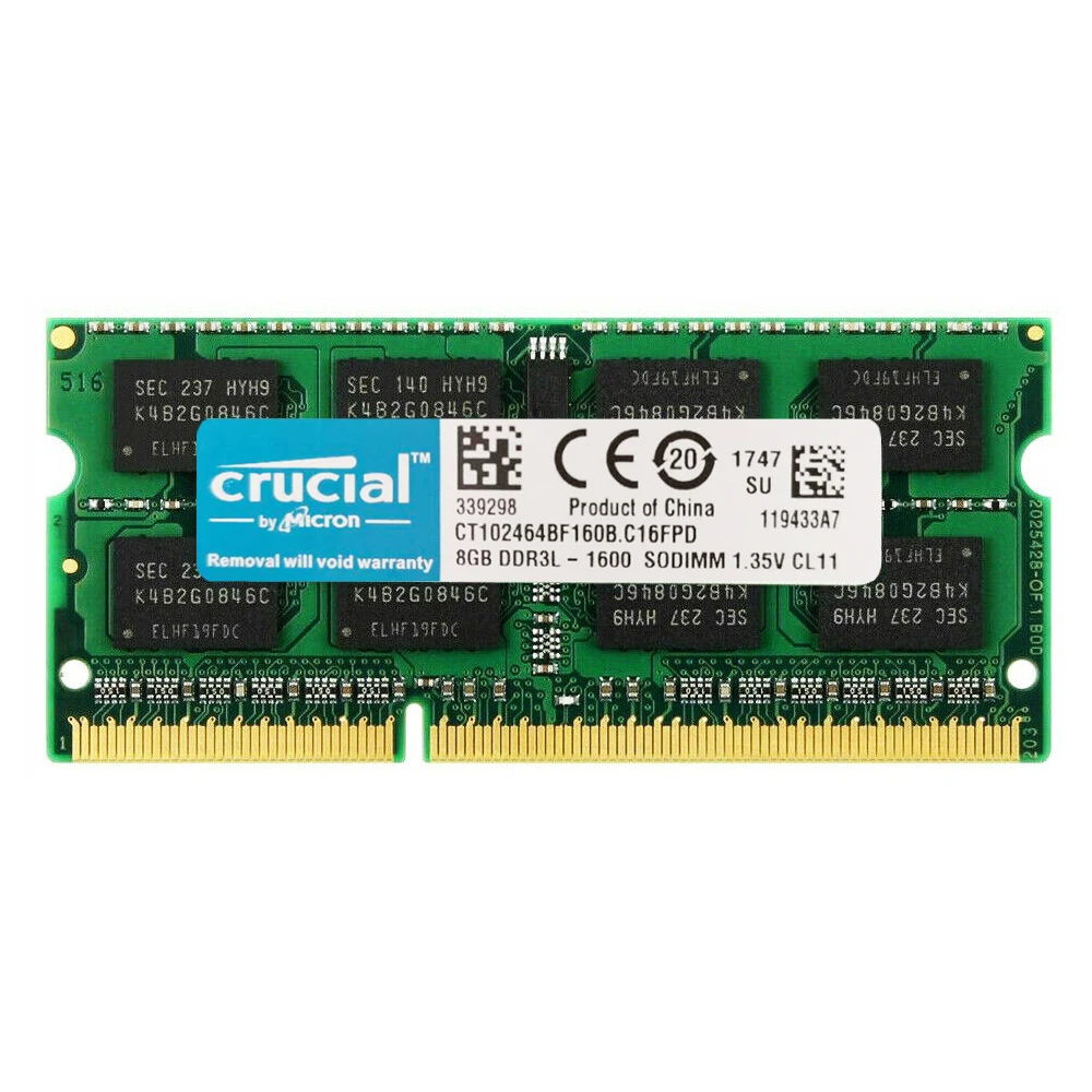

Cruclal 2gb/4GB / 8GB 1600MHZ Laptop Computer Memory Modul SODIMM RAM Low voltage 1.35V NON ECC DDR3L RAM