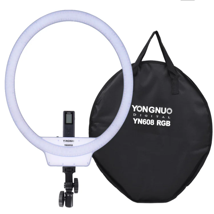 

YONGNUO YN608 RGB LED Video Light Photography Video Ring Light 5500K+RGB Full Color with Remote Controller for Live Video Selfie