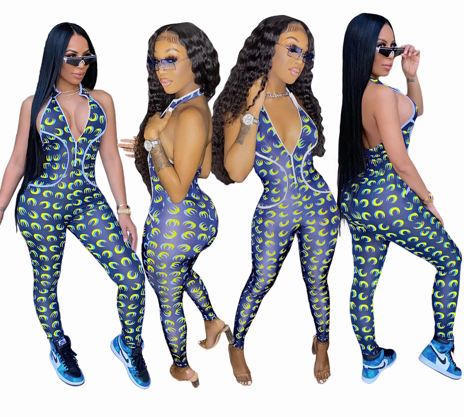 

YD - 2021 Women Jumpsuits And Rompers Sexy Slip Tie Dye Jumpsuit Summer Rompers Womens Jumpsuit