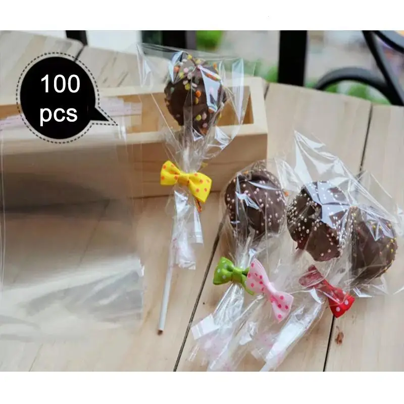 Bolsas de plástico Opp transparentes de 100 Uds para regalo pirulet 