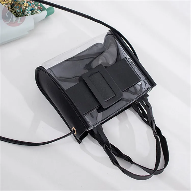 0270414 2020 Hot sale transparent pvc see through mini purse hand bag plastic leather ladies designer handbags
