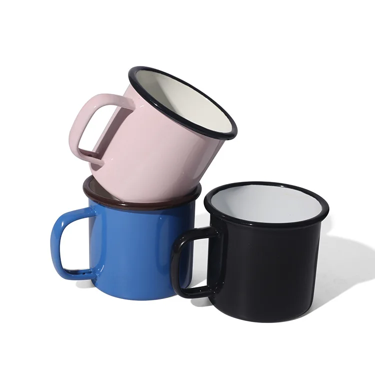 

Mikenda Design High Quality Metal Enamel Cups Custom Enamel Coffee Cup Mug, Customized color acceptable