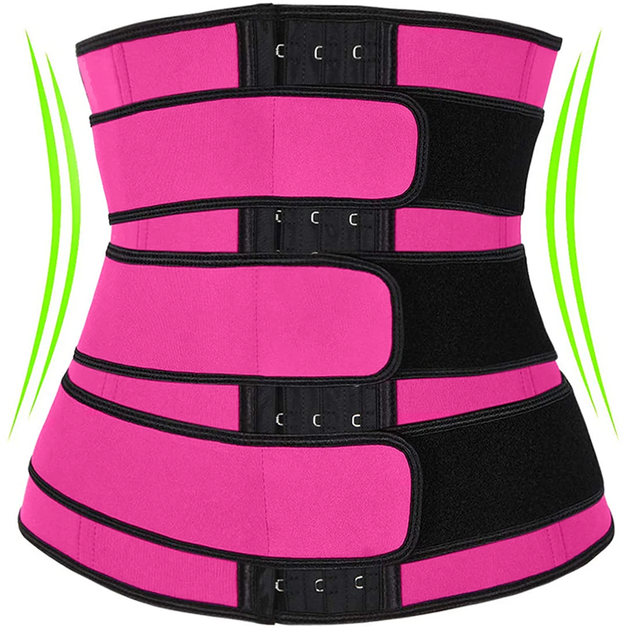 

Women Body Shaper Tummy Trimmer Corsets Tripple 3 Straps Sauna Sweat Colombian Neoprene Waist Trainer, Black / pink waist trainer