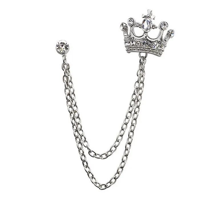 

Japanese and Korean version of retro chain crown brooch men's suit pin badge fashion gold corset