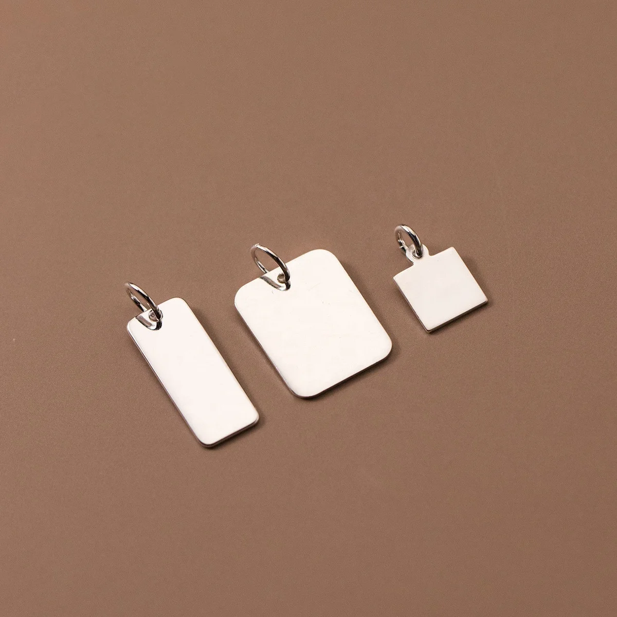 

Hot sales 925 sterling silver blank dog tags square charm for jewelry necklace making pendant