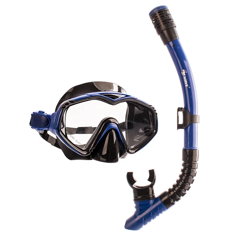 

Swimming silicone resistant tempered glass diving snorkel mask set with nose, Any color