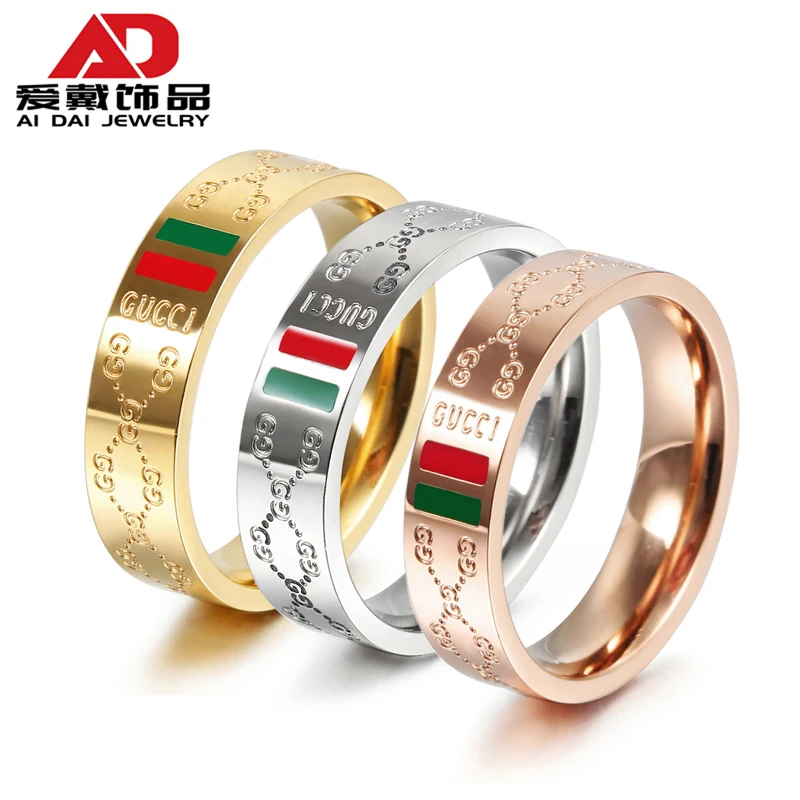 

Titanium steel rose gold couple pair ring ring personality simple and stylish