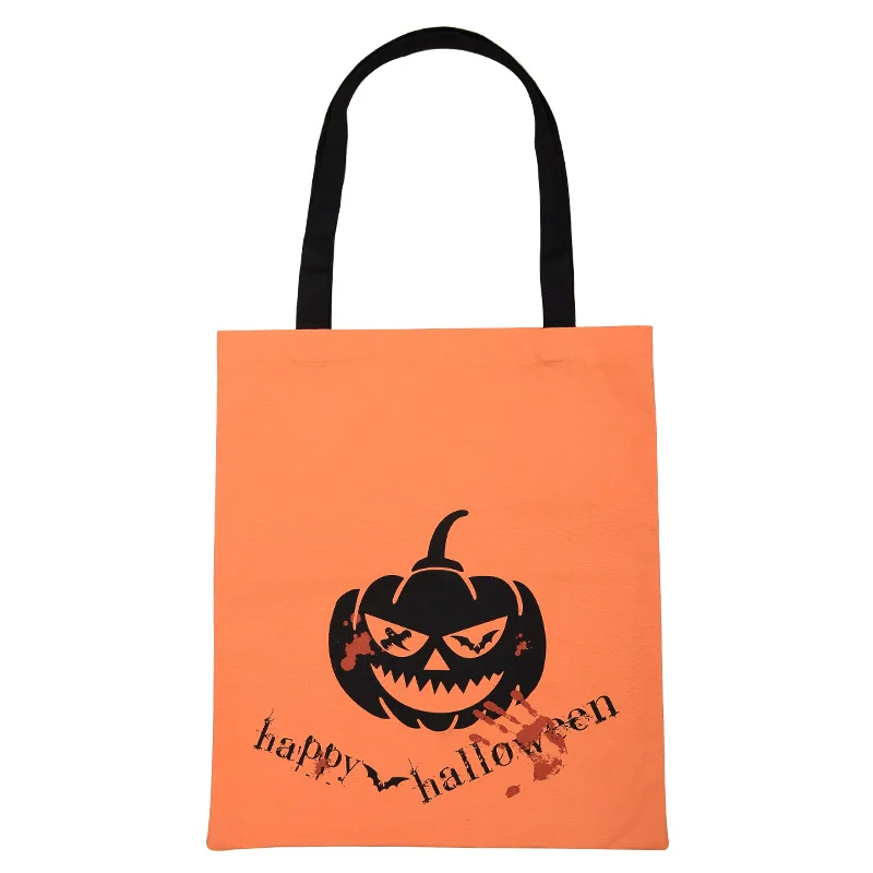 

Directly Factory Custom Bags Shopping Gift Candy Package Print Logo Party Canvas Halloween Bag, Pumpkin/witch