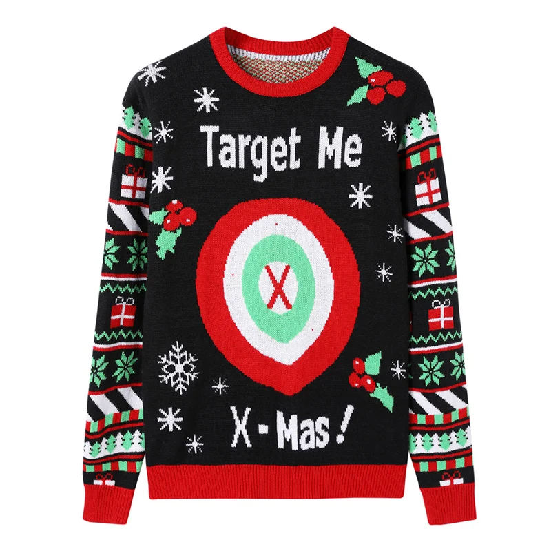 

2021 New Design Funny Christmas Sweater Custom High quality Christmas Knitted jumper Letter Slim O-neck Women's sweater