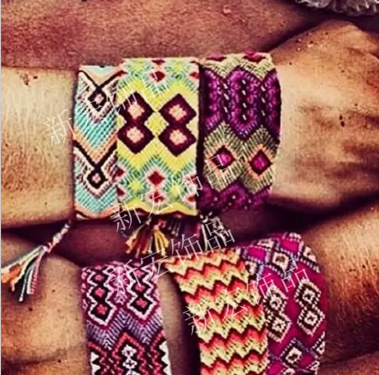 Boho Nepal Ethnic Handmade Bracelet Summer Beach Braid String Cotton Wrap Woven Rope Friendship Bracelets For Women Men