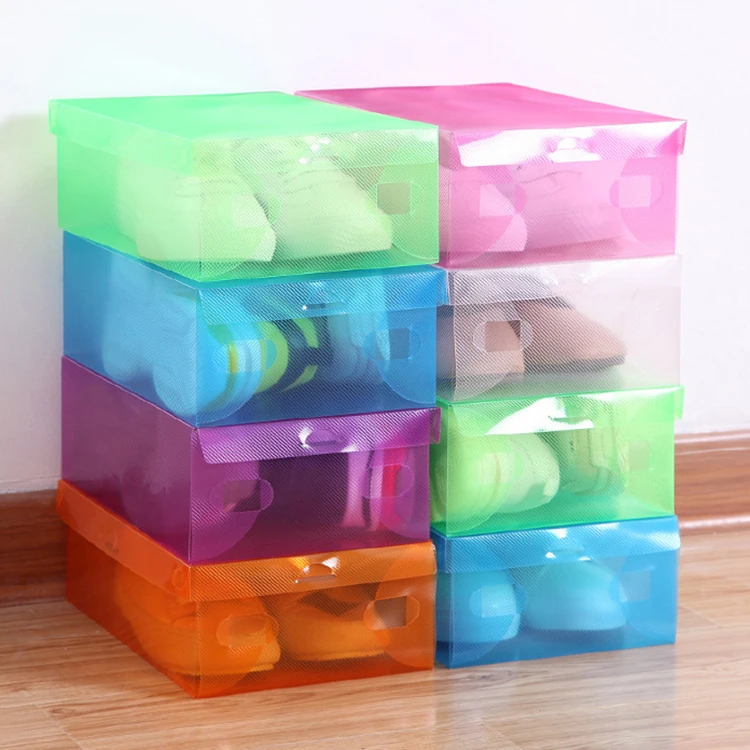 

Colorful transparent PP Foldable Plastic Storage Shoe Box, Customized color