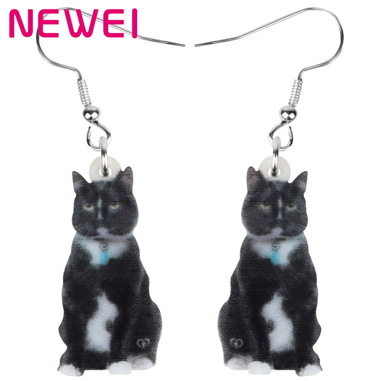 Acrylic Cute Black Kitten Cat Earrings Pets Drop Dangle Fashion Animals Jewelry For Women Girls Kids Teens Novelty Charms Gifts