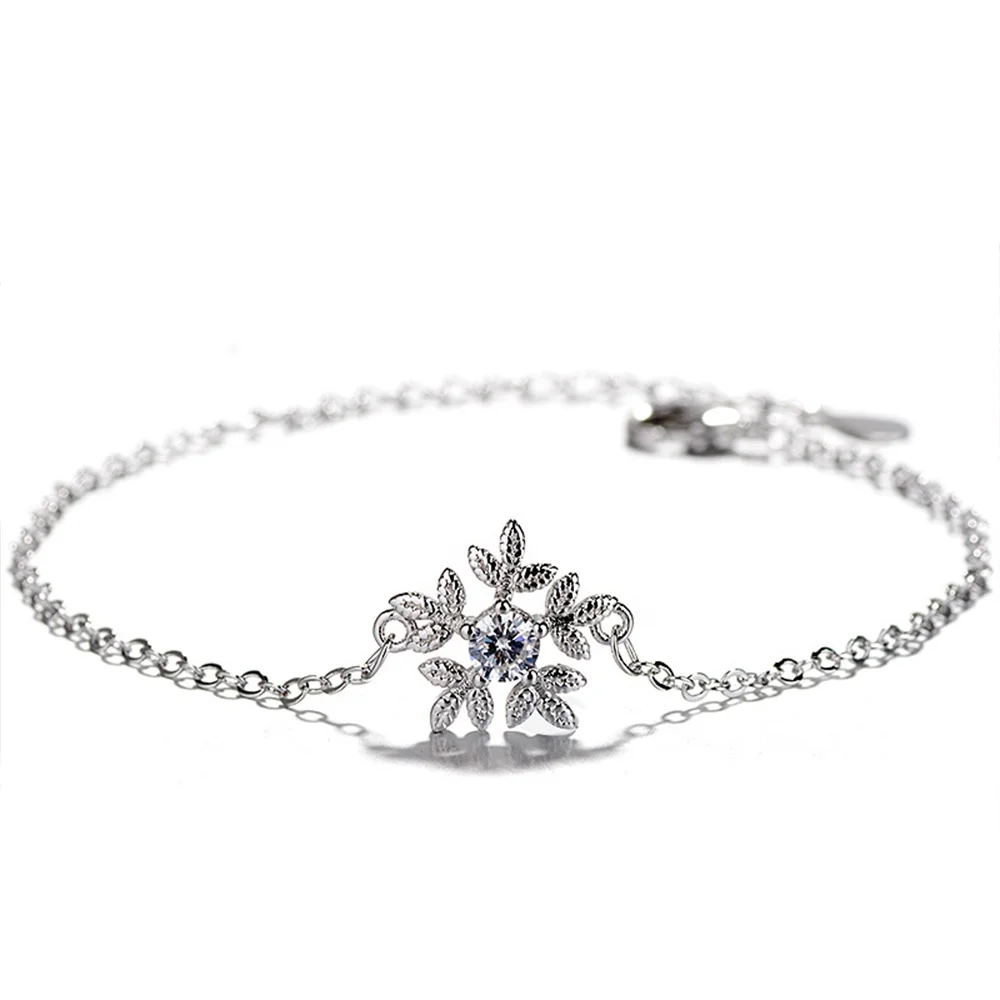 

Christmas Gift High Quality Jewelry Zircon Flower Pendant Brass Bracelet