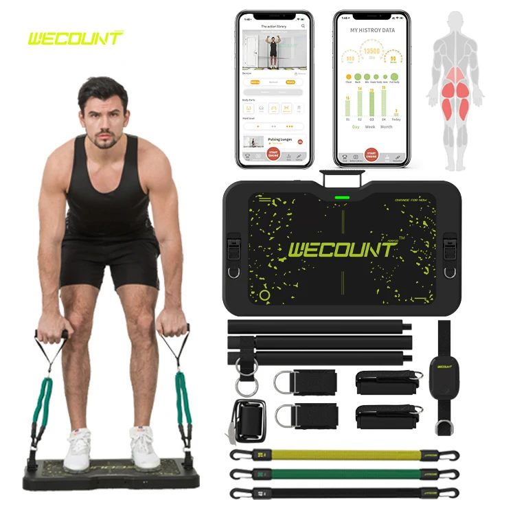 

Wecount Resistance Bands Collapsible Bar Handles Body Workouts Package plate digital Full Portable Home Gym smart board