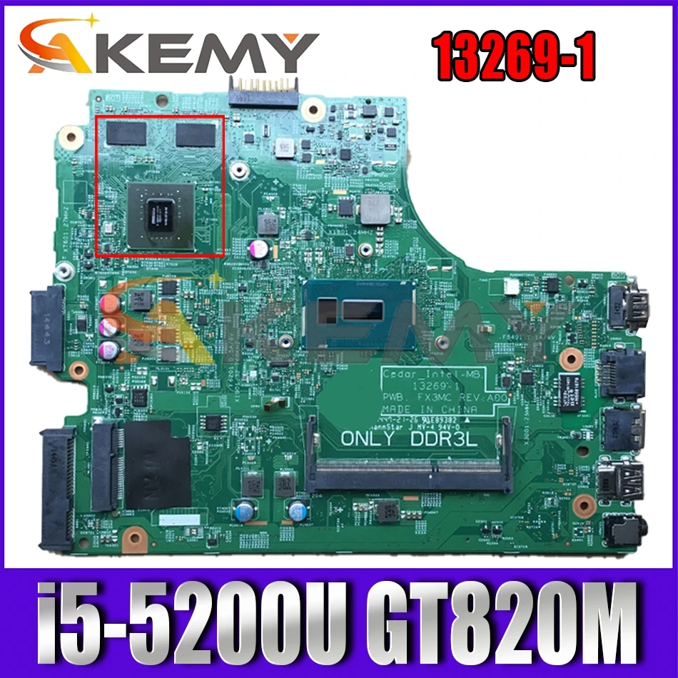 

FX3MC 13269-1 For DELL 3442 3542 3443 3543 5748 5749 Laptop Motherboard CN-02GD89 0X4X4V With i5-5200U GT820M 100% Fully Tested