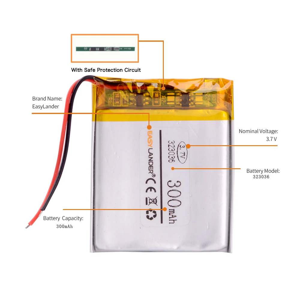 3 Line 323036 3.7v 300mah Lithium Polymer Batteries Genuine Sansa