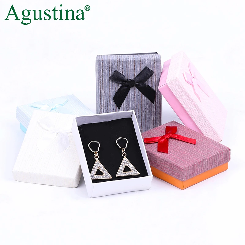 

Agustina new popular paper bright velvet cloth gift jewelry packaging box, 6 colors