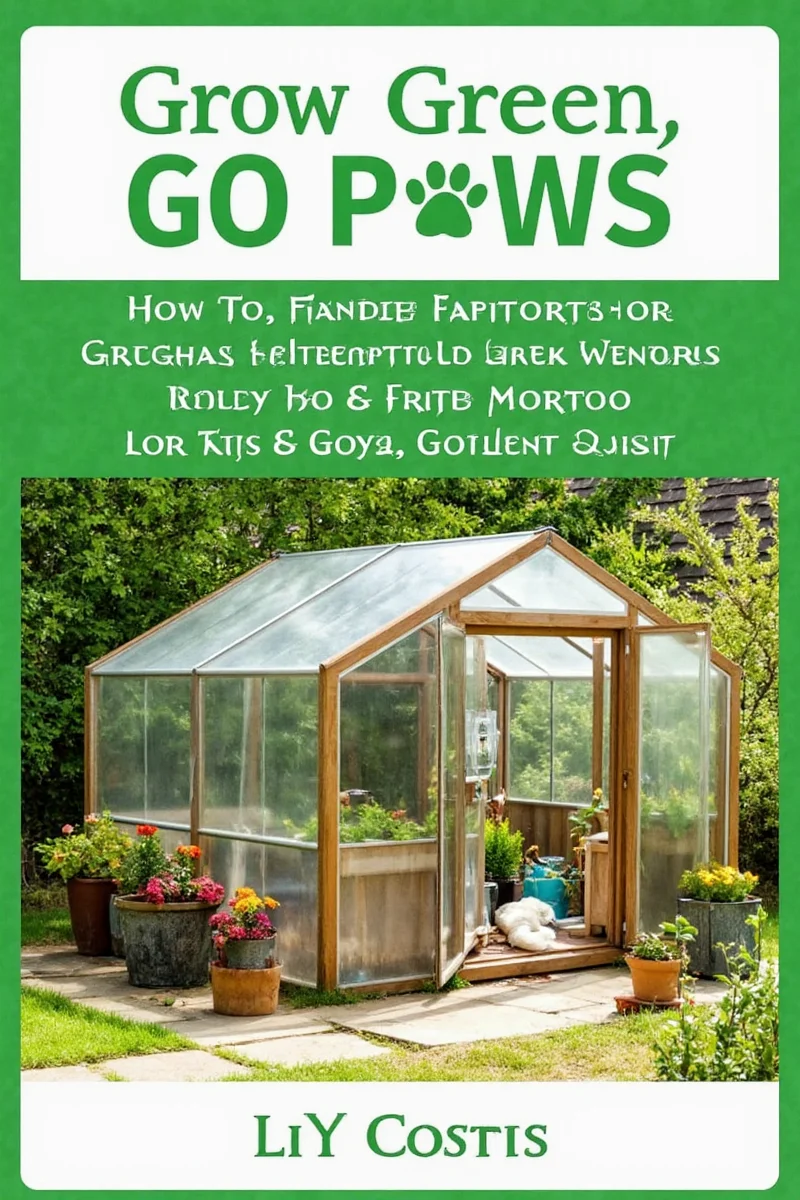 Raised bed greenhouse with cat perched on top and climbing vines nearby.