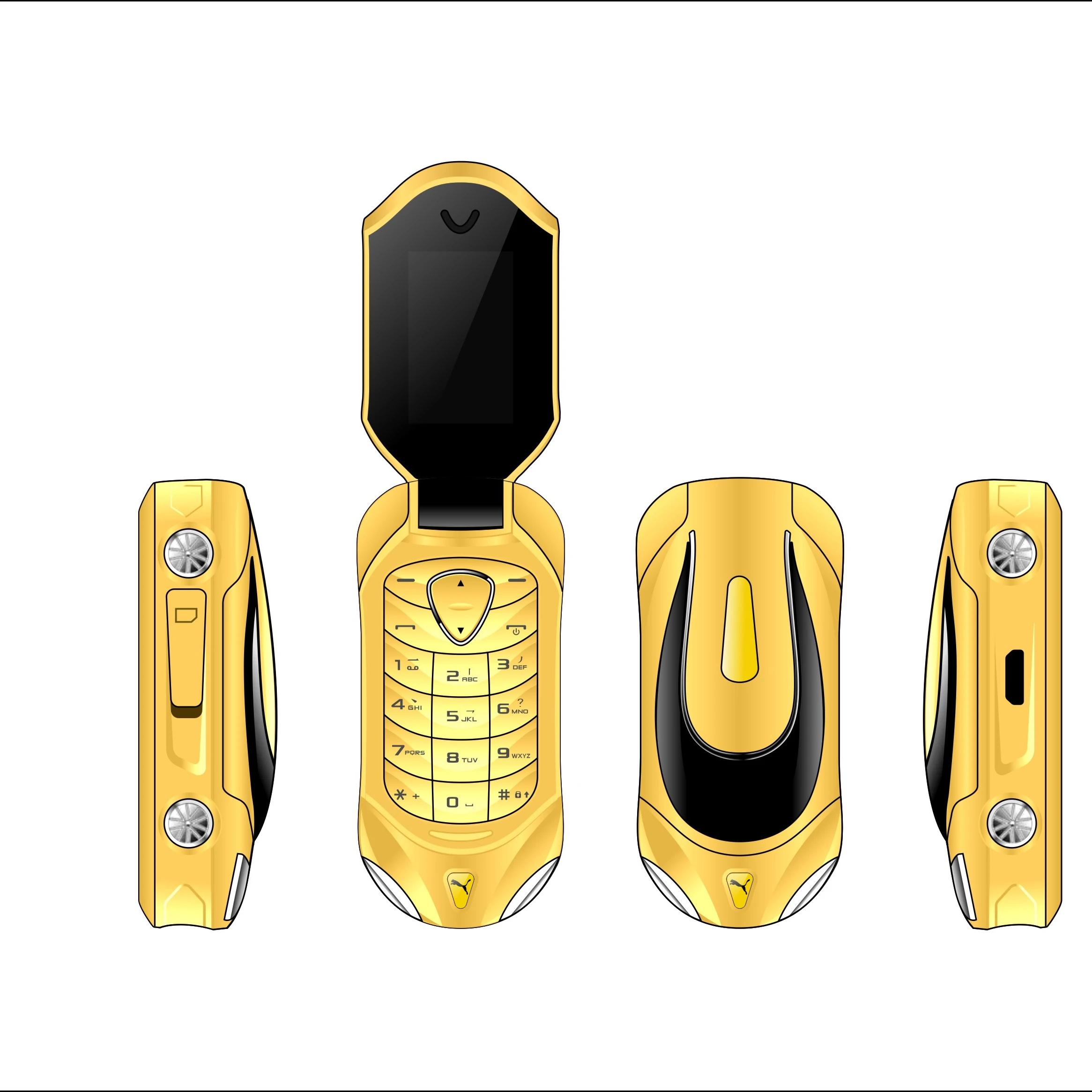 

F18 Mini Car Key Shape Student Flip Mobile Phone Childrend's Toy mini flip cellphone, White, black, red, blue