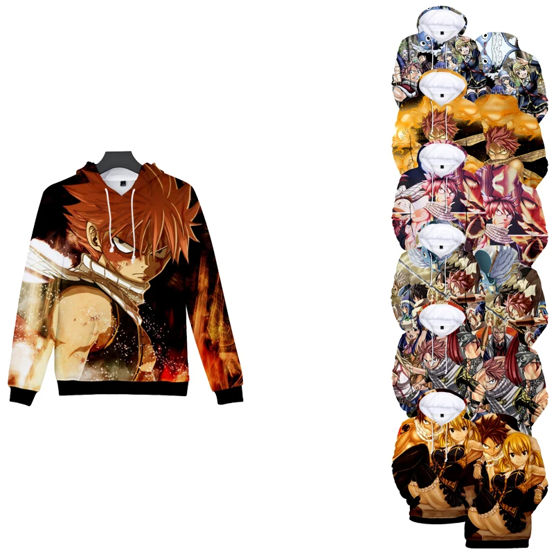 

Fairy Tail Casual Style Animation Print Logo Pullover Sublimation 100% Polyester Custom Hoodies Unisex, Customized colors