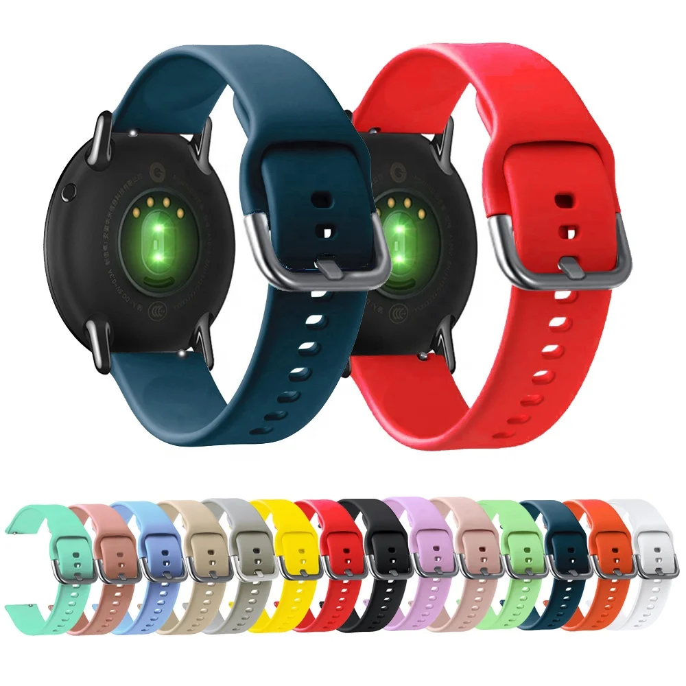 

New arrival  20mm rubber band strap for Amzafit Huawei GT46mm watch strap Silver Buckle silicone watch band, 14colors