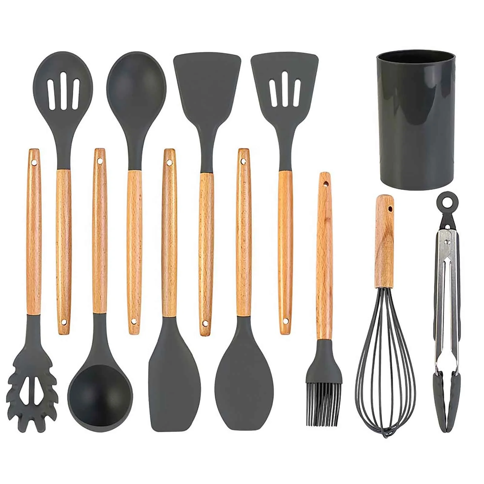 

Silicone Kitchenware 12pcs Cooking Tools Silicone Kitchen Utensils, Dark gray