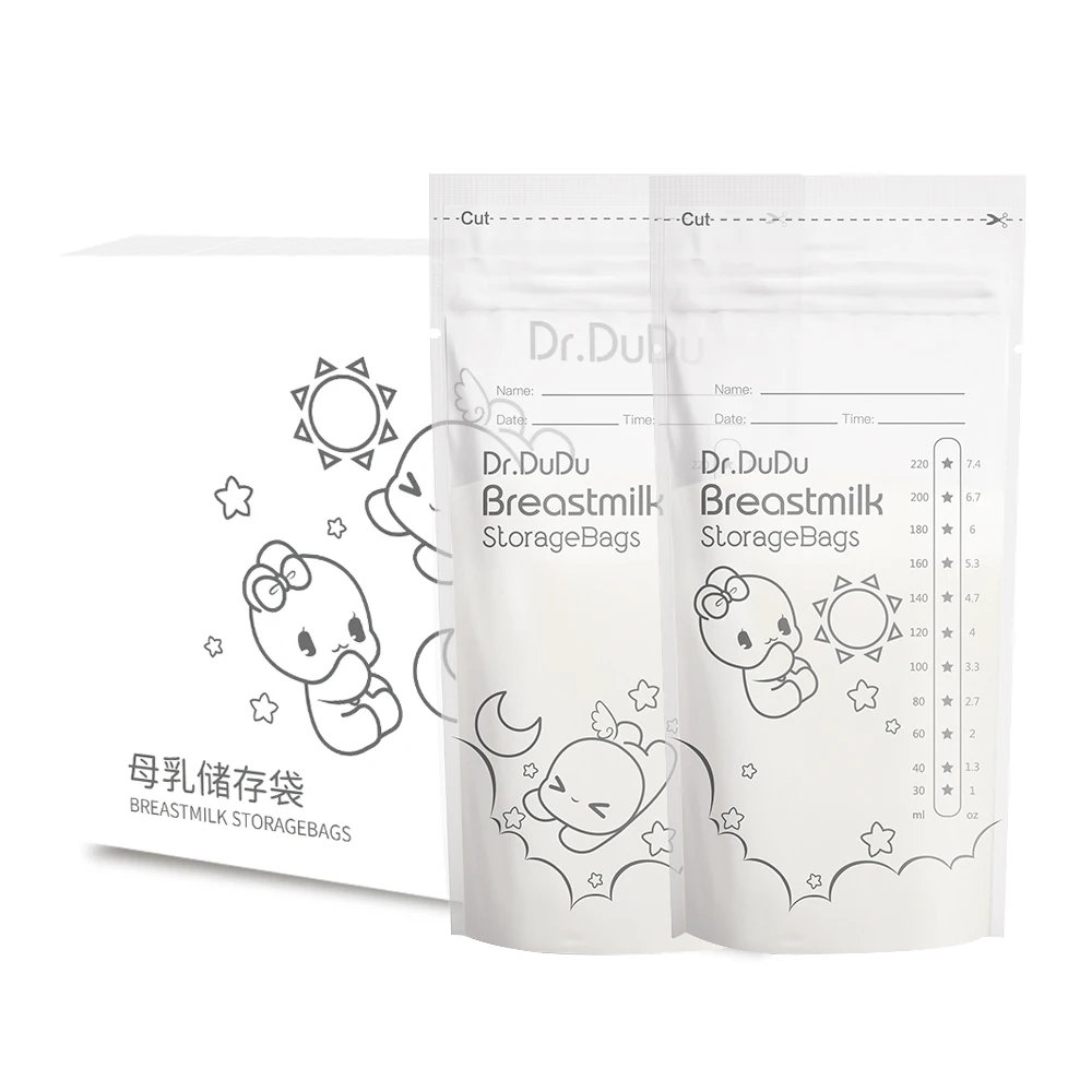 

Large capacity 220 ml transparent breast milk storage bags with double zipper