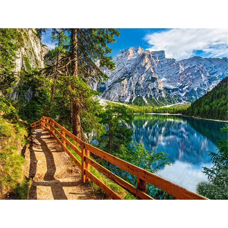 

HUACAN Modern Fashion Diamond Painting Landscape Lake Diamond Mosaic Full Mountain Bedroom Decoration Wall Art