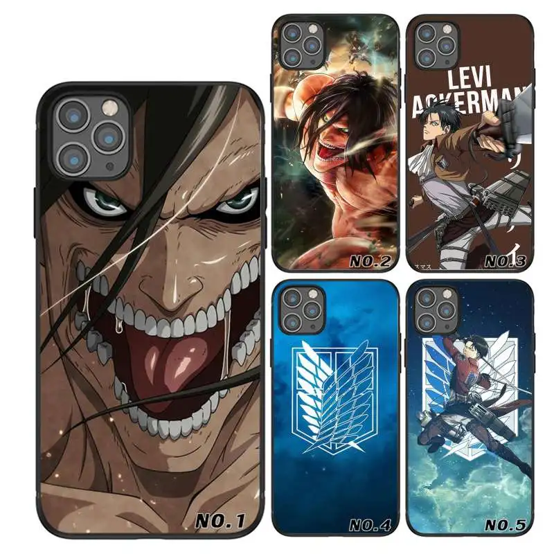 

Japanese classic Anime Attack on Titan black TPU printed phone case for iPhone 6 7 8 PlusX XR Xs Max 11 11Pro 11Pro Max 12 Case