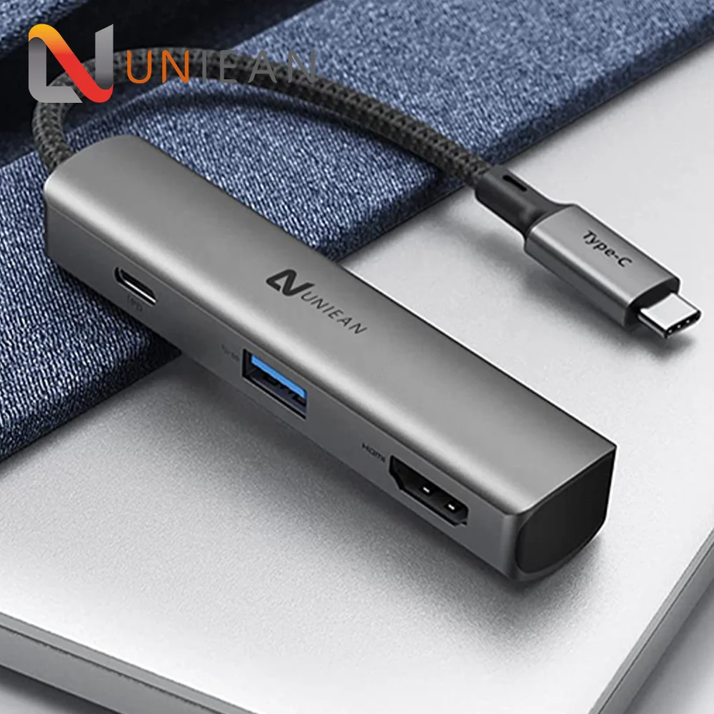 

Aluminum Alloy Material 3 Ports USB 3.0 5Gbps Data Transfer HDMI 4K USB C Docking Station USB C Type Hub With PD100W Charging