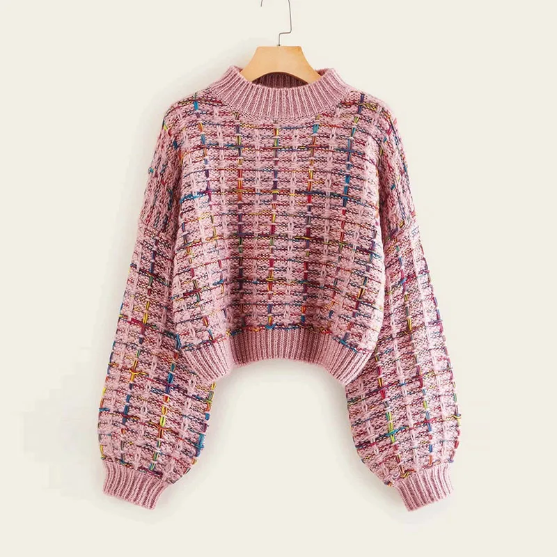 

Winter Laides Custom Women Long Sleeve Causal Clothing Kintwear 100% Acrylic Pullover Mock-neck Knit Sweater
