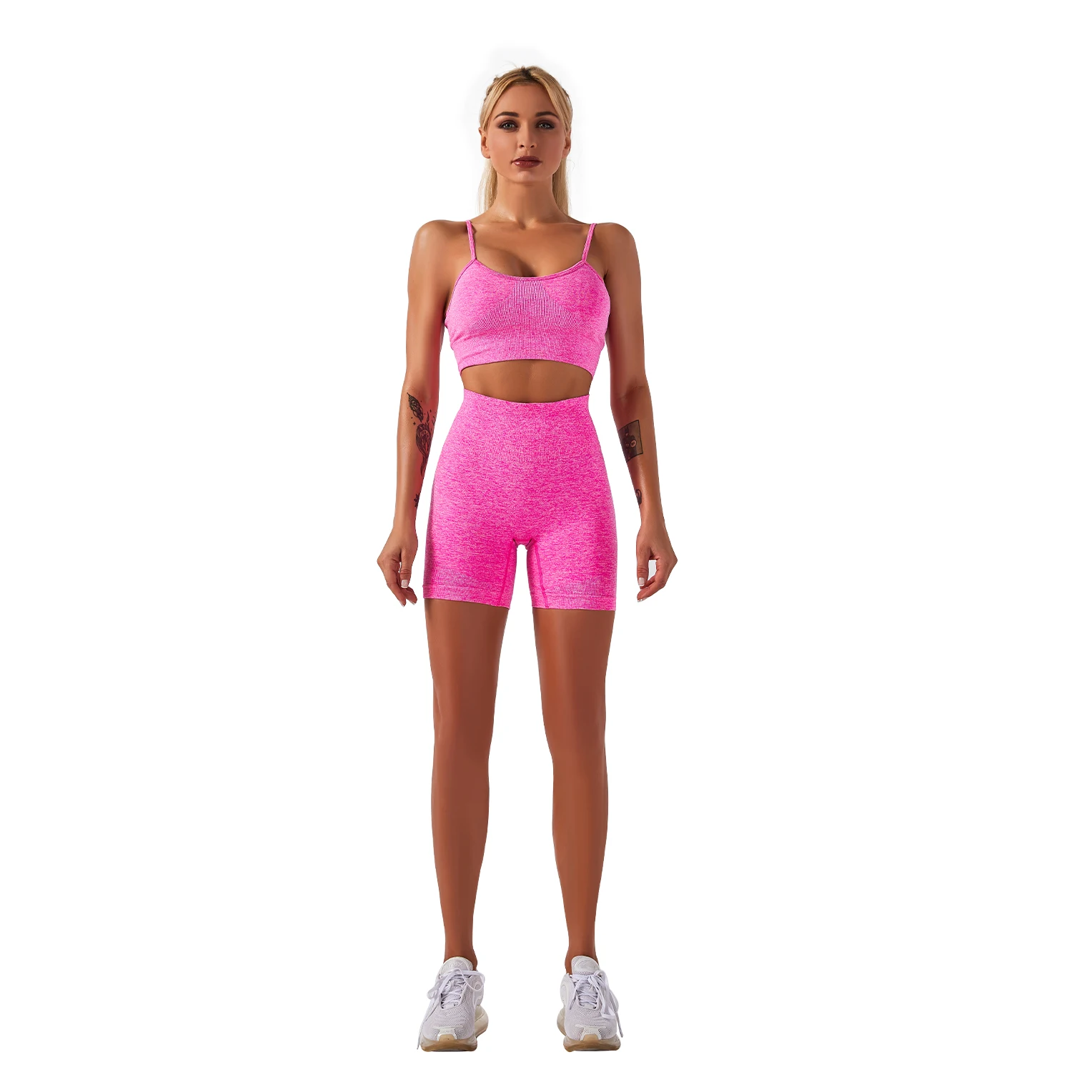 

BBLXF9183 Hot style customizable logo female set sportswear seamless gym wear breathable wicking yoga set