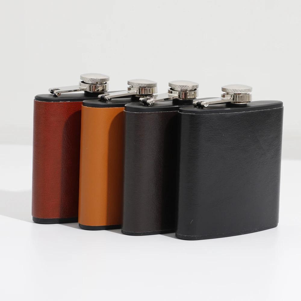 

Made in China best quality 6 oz hip flask with leather cover