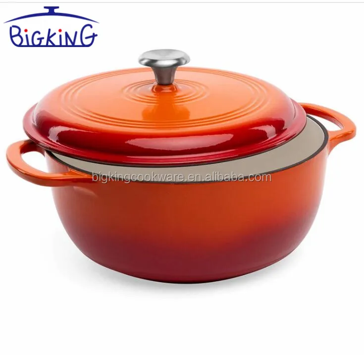 

Cherry red enamel 6qt Heavy-Duty Cast Iron Dutch Oven