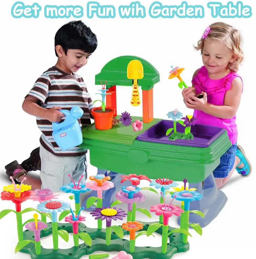 Build a Bouquet Sets 120 PCS Arts and Crafts 3-6 Year Old Toddler Boys Girls Gift for Educational Stem Toys BOTINDO Flower Garden Building Toys 
