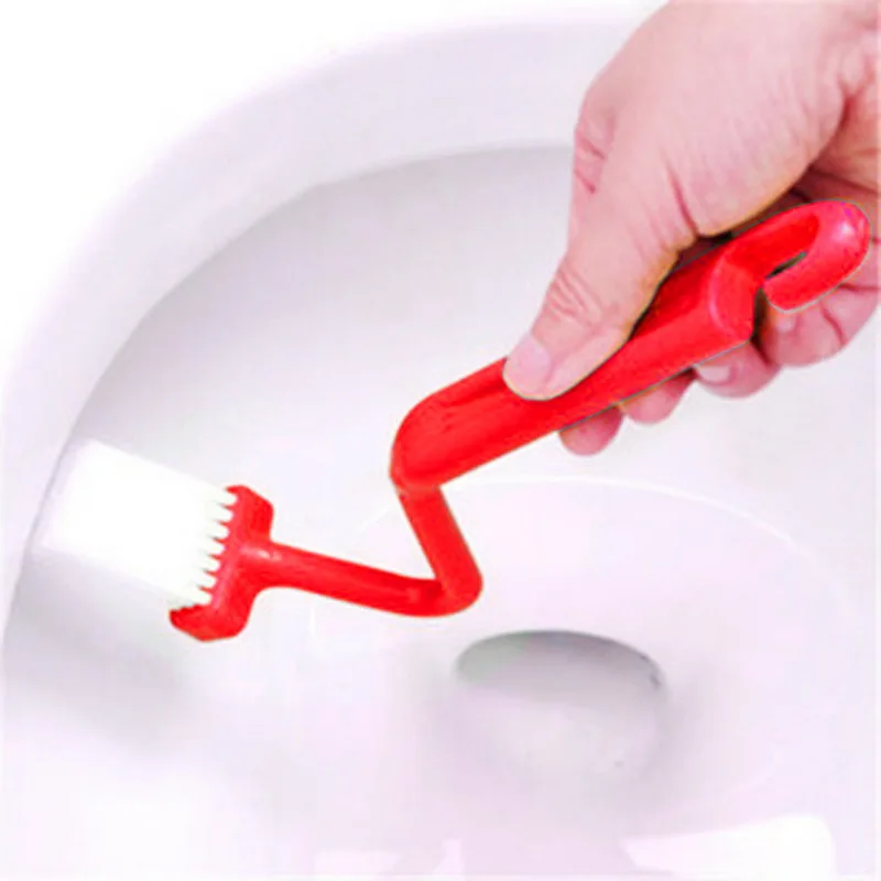 

Curved Cleaning Brush Bathroom Kitchen Toilet Corner Rim Cleaner Bent Bowl Handle Home Cleaning Accessories 1 Pcs, Random