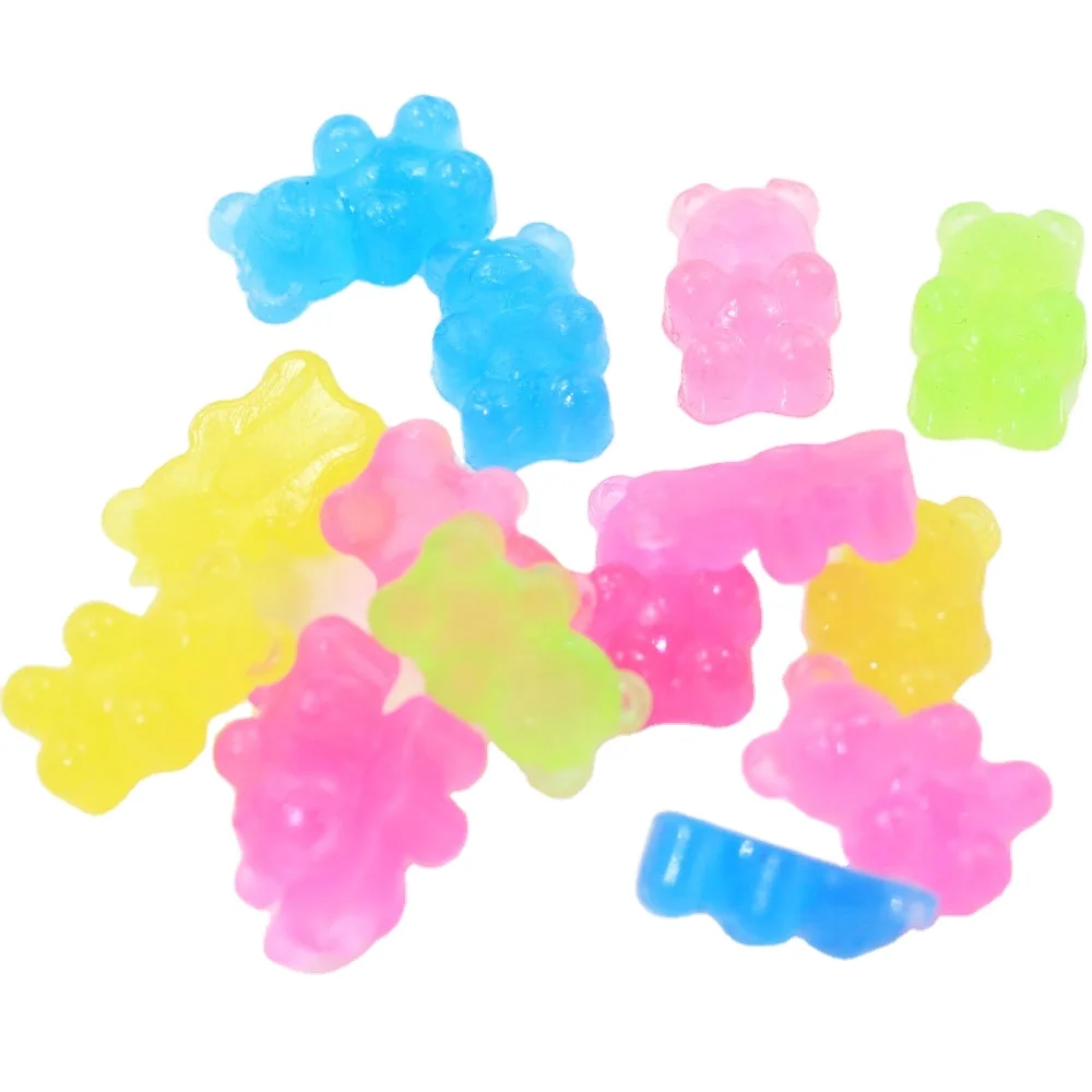 

Bulk 100pcs Kawaii Soft Little Gummy Bear Flatback Resin Cabochons For Headwear Earrings Slime Charms Nail Art Decoration