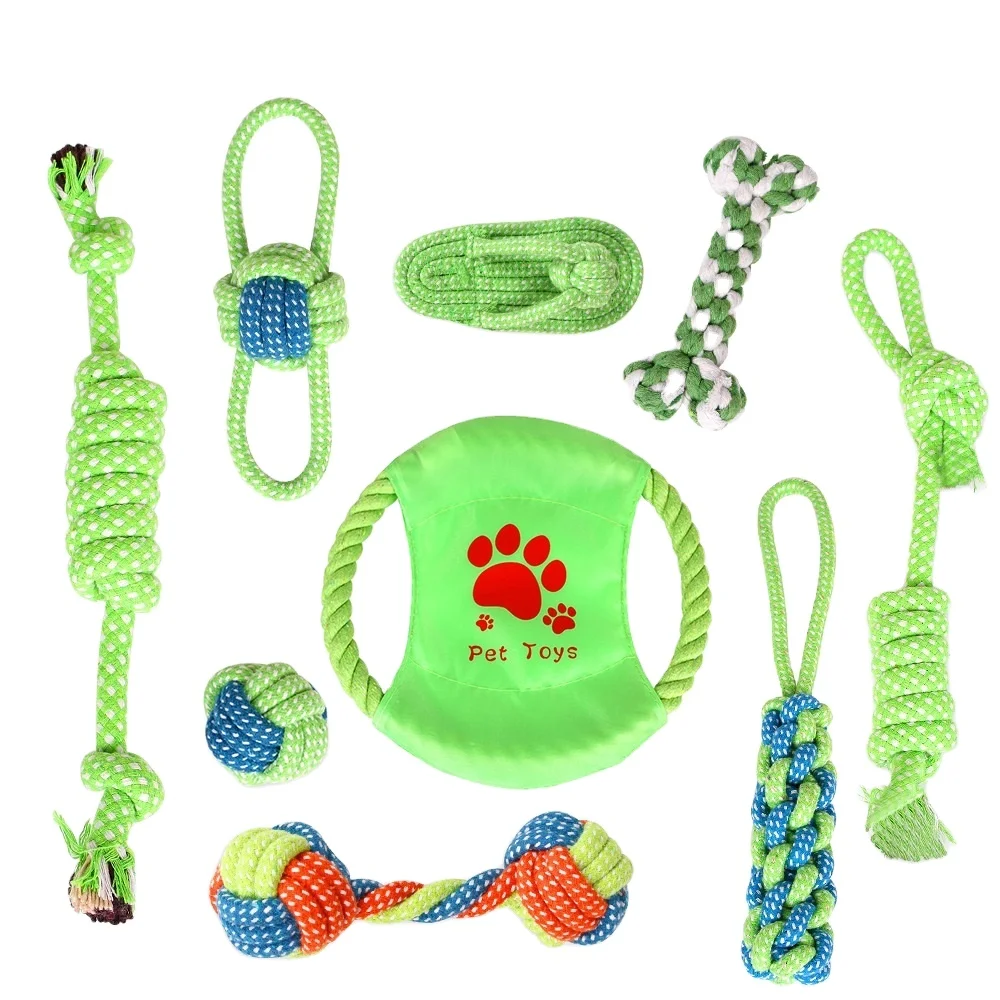 

Amazon Best Seller Dental Cleaning Pet Toy Set Grinding Teeth Braided Cotton Rope Chewing 13/9/7 Packs Dog Toys, 13/9/7 pack in bag